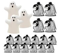 JarThenaAMCS 20 Set Halloween Ghost Soap Favors 3D Cute Ghost Boo Handmade Soaps with Paper Tags and Organza Bags for Holiday Birthday Trick or Treat Party Favor