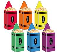 JarThenaAMCS 24 Pcs Back to School Crayon Popcorn Boxes Colored Crayon Popcorn Buckets First Day of School Paper Candy Favor Boxes for Preschool Classroom Party Decor Supplies