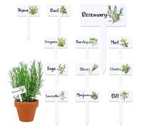 JarThenaAMCS 24Pcs Acrylic Plant Label Signs 12 Styles T-Type Herb Garden Markers Waterproof Reusable Plant Stake Tags with Names for Nursery Indoor Outdoor Garden Decoration