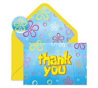 JarThenaAMCS 24Pcs Cartoon Sponge Thank You Cards Bikini Flower Bubbles Blank Note Cards with Envelopes Stickers Yellow Blue Greeting Card for Birthday Baby Shower, 4 x 6 Inch