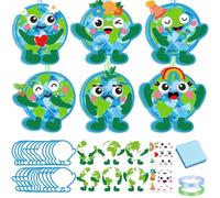 JarThenaAMCS 24Pcs Earth Day Craft Kit Suncatchers Crafts Save The Planet Cartoon Earth Tissue Paper Sign for Environment Protection Party Favors Window Art DIY Project