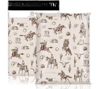 JarThenaAMCS 25Pcs Western Cowboy Poly Mailers 10 x 13 Inch Packaging Bags Brown Wild Rodeo Cactus Self Seal Mailing Envelope Bags for Small Business Clothing