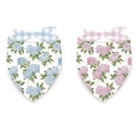 JarThenaAMCS 2Pcs Hydrangea Flower Dog Bandana Triangle Pet Scarf Double-Sided Pink Blue Spring Floral Plaid Adjustable Pet Neckerchief for Medium Large Dog Cat Costume Accessories