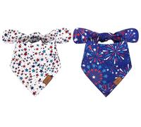 JarThenaAMCS 2Pcs Patriotic Dog Bandana 4th of July Firework Star Print Fabric Pet Scarf Medium Sizes Adjustable Pet Neckerchief for Independence Day Costume Accessories