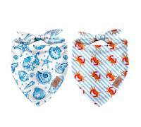JarThenaAMCS 2Pcs Sea Dog Bandana Summer Ocean Animal Theme Triangle Pet Scarf Double-Sided Adjustable Pet Neckerchief for Small Medium Large Dog Costume Accessories
