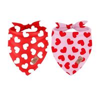 JarThenaAMCS 2Pcs Valentine's Day Dog Bandana Red Pink Love Heart Triangle Pet Scarf Cute Adjustable Pet Neckerchief Dog Bibs for Birthday Costume Accessories