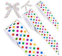 JarThenaAMCS 3 Roll Colorful Dots Grosgrain Ribbon Rainbow Dots Birthday Grosgrain Ribbon for Wreath Bow Craft Gift Wrap Party Decor, 15 Yards