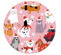 JarThenaAMCS 30 Pcs Christmas Paper Plate Pink Dog Theme Disposable Plates 9" & 7" Cute Cartoon Puppy Dinner Plates for Xmas Animal Pet Party Table Decor Supplies