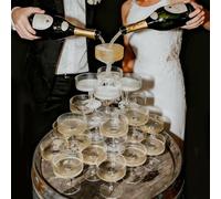 JarThenaAMCS 30Pcs Champagne Tower Glass 7 Oz Acrylic Champagne Coupe Stackable Clear Martini Cocktail Glass for Birthday Wedding Party Bar Decor