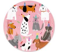 JarThenaAMCS 30Pcs Dog Theme Paper Plate Pink Puppy Disposable Plates 9" & 7" Cute Cartoon Dinner Plates for Animal Pet Party Table Decor Supplies