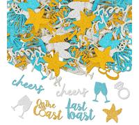 JarThenaAMCS 320Pcs Last Toast on the Coast Confetti 8 Designs Ocean Seashell Ring Paper Table Confetti Scatters for Bachelorette Bridal Shower Beach Wedding Party Decor