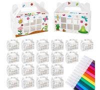 JarThenaAMCS 36 Pcs Color Your Own Bug Hotel Cardboard Box with Color Pen Insect Critters Collection with Window VBS Supplies for Kids School Summer Garden Craft Favors