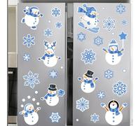 JarThenaAMCS 39 Pcs Christmas Refrigerator Magnet Snowman Snowflake Fridge Magnetic Sticker Blue White Garage Magnet for Xmas Winter Metal Door Car Decor
