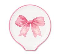 JarThenaAMCS 4.7 Inch Pink Bow Spoon Rest Watercolor Bow Small Coffee Spoon Holder for Valentine's Day Christmas Coffee Stirrers Teaspoon Accessories
