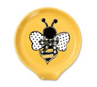 JarThenaAMCS 4.7inch Bee Spoon Rest Yellow Plaid Dot Bee Small Coffee Spoon Holder for Summer Coffee Stirrers Teaspoon Bar Coffee Station Accessories