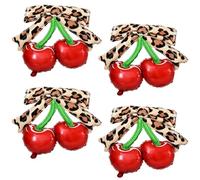 JarThenaAMCS 4 Pcs Cheetah Cherry Foil Balloons Cherry Leopard Balloon Set for Birthday Bachelorette Baby Shower Party Decor, 22 Inch