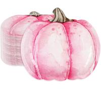 JarThenaAMCS 40 Pcs Thanksgiving Plates Fall Pink Pumpkin Paper Plates Disposable Thanksgiving Heavy Duty Dinnerware for Autumn Harvest Give Thanks Baby Shower Party Supplies