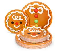 JarThenaAMCS 40Pcs Christmas Gingerbread Tableware Set Xmas Gingerbread Man Paper Plates 7 & 9 Inch Disposable Plates for Birthday Holiday Baby Shower Party Supplies