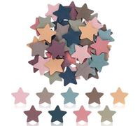 JarThenaAMCS 45Pcs Star Extra Tokens for Reward Jar Colorful Star Shape Wooden Cutouts with Linen Pocket 9 Neutral Colors Wooden Tokens for Student Teacher Home Classroom