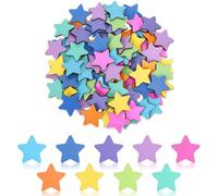 JarThenaAMCS 45Pcs Star Extra Tokens for Reward Jar Colorful Star Shape Wooden Cutouts with Linen Pocket 9 Colors Wooden Tokens for Back to School Student Teacher Classroom Supplies