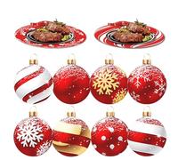 JarThenaAMCS 48 Pcs Christmas Paper Placemats Xmas Ball Shaped Disposable Place Mat Decorative Paper Table Mats for Winter Holiday Party Table Setting, 13 x 16.5 Inch