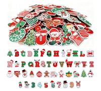 JarThenaAMCS 48Pcs Christmas Iron-On Sew-On Patch Cartoon A to Z Alphabet Letter 0-9 Number Heat Transfer Iron Patches Embroidered Cloth Patches Iron on Patterns for Xmas DIY Crafts