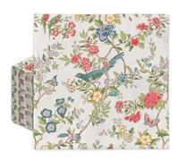 JarThenaAMCS 50-Pack Multi-Colored Floral Bird Paper Napkins, 6.5 x 6.5 Inch, 2-Ply Disposable Luncheon Napkins for Wedding, Birthday, Dinner Parties