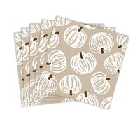 JarThenaAMCS 50 Pcs Fall Pumpkin Paper Napkin Disposable Luncheon Napkins Beige White Grey Decorative Dinner Napkin for Autumn Thanksgiving Party Tableware Supplies