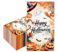 JarThenaAMCS 50 Pcs Halloween Guest Napkins Ghost Pumpkin Disposable Paper Napkin Dinner Hand Napkins for Party Bathroom Tableware Supplies