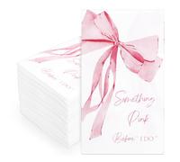 JarThenaAMCS 50 Pcs Pink Bow Guest Napkins Bowknot Disposable Napkins Something Pink Before I Do Dinner Hand Paper Napkin for Bathroom Bridal Shower Bachelorette Party Table Supplies