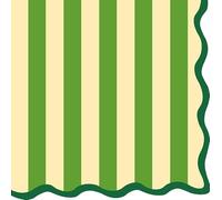 JarThenaAMCS 50 Pcs Stripe Cocktail Napkin Yellow Green Striped Disposable Paper Napkin Scalloped Drink Beverage Napkins for Golf Themed Let's Par-tee Party Table Supplies Decor
