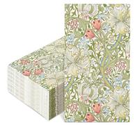 JarThenaAMCS 50 Pcs Vintage Floral Guest Napkins Greenery Disposable Paper Dinner Napkins Retro Botanical Hand Towels for Bathroom Wedding Party Table Supplies