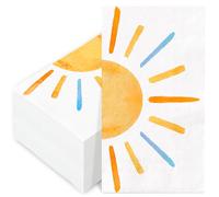 JarThenaAMCS 50 Pcs Watercolor Sun Paper Guest Napkin First Trip Around The Sun Bathroom Napkins Sunshine Disposable Hand Towel Napkin for Home Table Party Supplies