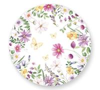 JarThenaAMCS 50 Sheets Butterfly Floral Round Paper Placemat Watercolor Flower Decorative Paper Table Mat for Spring Party Dinner Table, 13 Inch