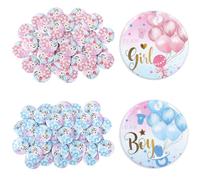 JarThenaAMCS 50Pcs Balloon Gender Reveal Button Pin Team Girl Boy Button Cute Pink Blue Metal Pin Badge for Baby Shower Party Favor Supplies, 1.5 Inch