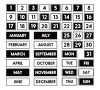 JarThenaAMCS 50Pcs Black White Magnetic Fridge Calendar Months Days of The Week Number Magnets Date Indicators for Home Office Classroom Whiteboard Refrigerator Supplies