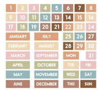 JarThenaAMCS 50Pcs Boho Magnetic Fridge Calendar Months Days of The Week Number Magnets Date Indicators for Home Office Classroom Whiteboard Refrigerator Supplies