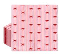 JarThenaAMCS 50Pcs Bow Paper Napkins Mini Red Bow Knot Disposable Luncheon Napkins Pink Decorative Dinner Hand Napkins for Wedding Birthday Bridal Shower