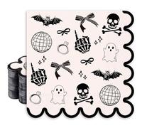 JarThenaAMCS 50Pcs Bride or Die Scalloped Paper Napkins Till Death Do Us Party Disposable Dessert Napkin Cocktail Beverage Napkin for Halloween Bachelorette Bridal Shower
