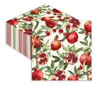 JarThenaAMCS 50Pcs Fall Pomegranate Cocktail Napkins Watercolor Autumn Fruit Disposable Paper Napkins Retro Red Green Beverage Napkin for Home Party Supplies Table Decor