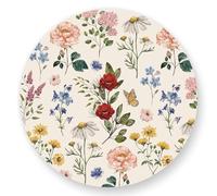 JarThenaAMCS 50Pcs Floral Round Paper Placemat Wildflower Disposable Place Mat Retro Floral Decorative Paper Table Mat for Spring Wedding Bridal Shower Party Table Setting, 13 x 13 Inch