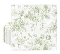 JarThenaAMCS 50Pcs Green Flower Paper Napkins Floral Disposable Napkins Wildflower Square Luncheon Dinner Napkins for Party Supplies Table Decor