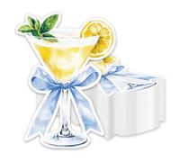 JarThenaAMCS 50Pcs Lemon Martini Paper Napkins, Summer Tableware, Blue Bow