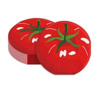 JarThenaAMCS 50Pcs Tomato Shaped Napkins Red Tomato Luncheon Napkins Realistic Vegetable Disposable Paper Napkin for Pizza Party Farmers Market Summer BBQ Harvest Celebration