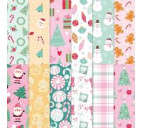 JarThenaAMCS 60 Sheets Christmas Pattern Paper A5 Pastel Xmas Scrapbook Specialty Paper Double Sided for DIY Crafts Card Making Photo Album Decor