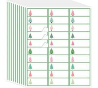 JarThenaAMCS 600Pcs Christmas Tree Address Labels Pink Green Gift Tags Printable Mailing Labels Fit for Laser and Ink Jet Printer for Package Envelope Card Home Office, 1 x 2.6 in