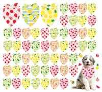 JarThenaAMCS 60Pcs Fruit Dog Bandana Triangle Pet Scarf Summer Strawberry Pineapple Peach Watermelon Adjustable Pet Neckerchief for Medium Large Dog Cat Costume Accessories
