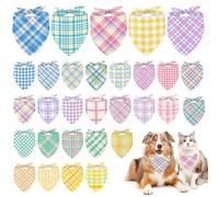 JarThenaAMCS 60Pcs Pastel Plaid Dog Bandana Triangle Pet Scarf Adjustable Puppy Neckerchief Colorful Dog Bib for Spring Medium Large Cat Costume Accessories