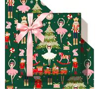 JarThenaAMCS 6Pcs Christmas Wrapping Paper, Green Nutcracker, Not Roll | 19.7 x 27.6 Inch, Folded Flat, Cartoon Gift Wrap Sheet, Winter Holiday Birthday Baby Shower DIY Crafts Supplies