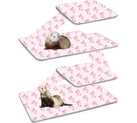JarThenaAMCS 7 Pcs Bow Ferret Cage Liner Set Ferret Critter Nation Cage Accessories Kit Pink Bowknot Washable Double Unit Set Pee Pads for Hamster Chinchilla Small Animal Accessory